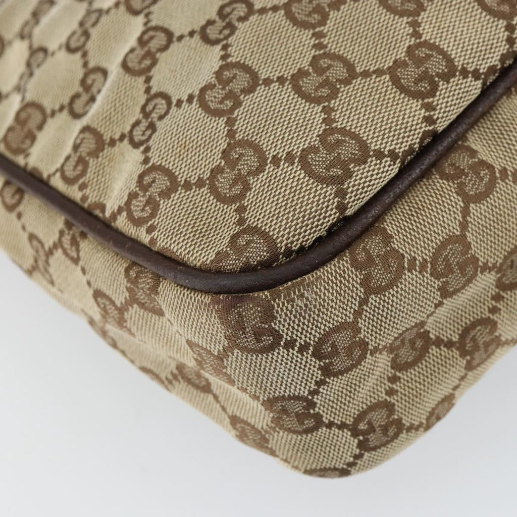 Gucci Vintage Shoulder Bag Gg Canvas And Leather Beige Canvas Shoulder Bag Bag (Pre-Owned)
