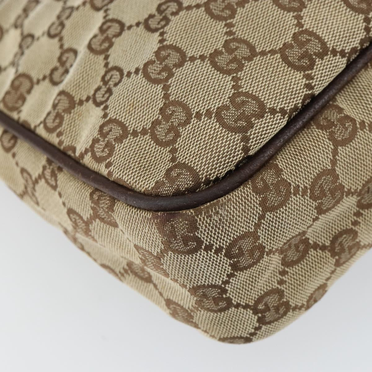 Gucci Vintage Shoulder Bag Gg Canvas And Leather Beige Canvas Shoulder Bag Bag (Pre-Owned)