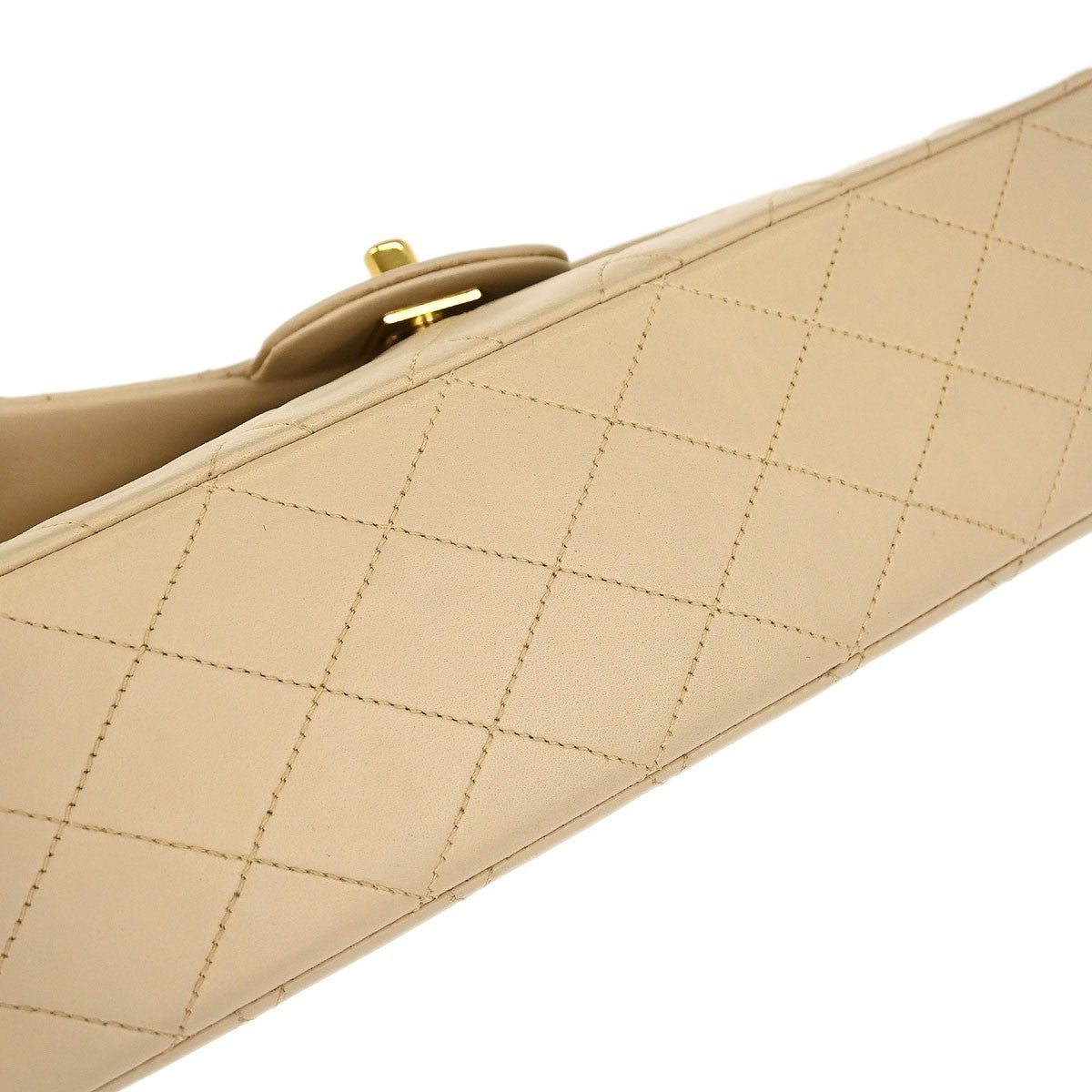 Chanel Vintage Classic Double Flap Bag Quilted Lambskin Beige Leather Shoulder Bag Bag