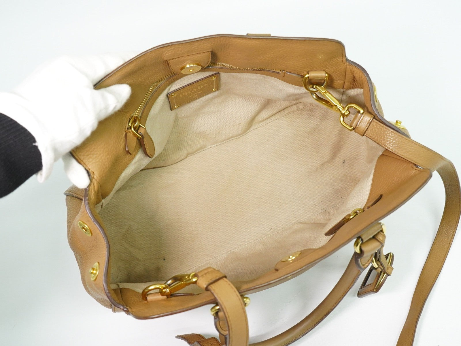 Prada Vintage Handbag Leather Beige Leather Handbag