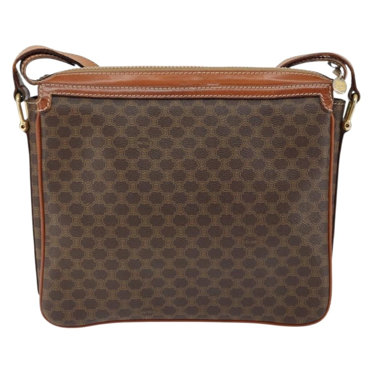 Celine Macadam Shoulder Bag Pvc Leather Brown Canvas Shoulder Bag Bag