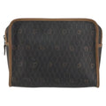 Christian Dior Vintage Honeycomb Zip Pouch Canvas And Leather Black Canvas Clutche & Pouche Bag (Pre-Owned)