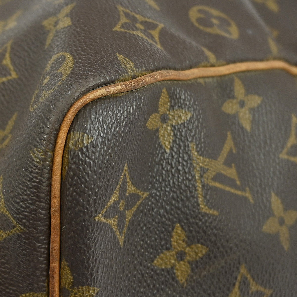 Louis Vuitton Keepall Bag Monogram Canvas Brown Leather Travel Bag