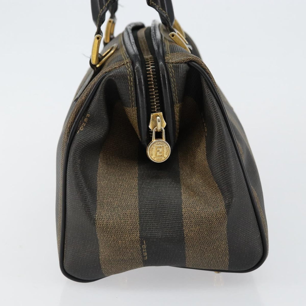 Fendi Vintage Pequin Boston Bag Coated Canvas Black Canvas Bag