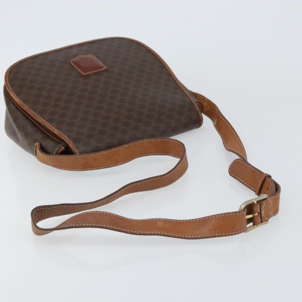 Celine Vintage Macadam Shoulder Bag Canvas And Leather Brown Canvas Shoulder Bag Bag