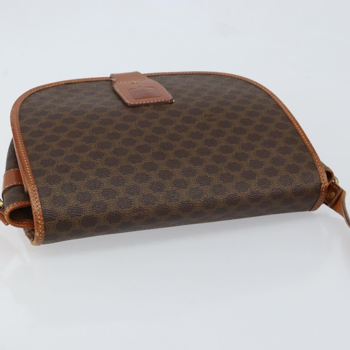Celine Vintage Macadam Shoulder Bag Canvas And Leather Brown Canvas Shoulder Bag Bag