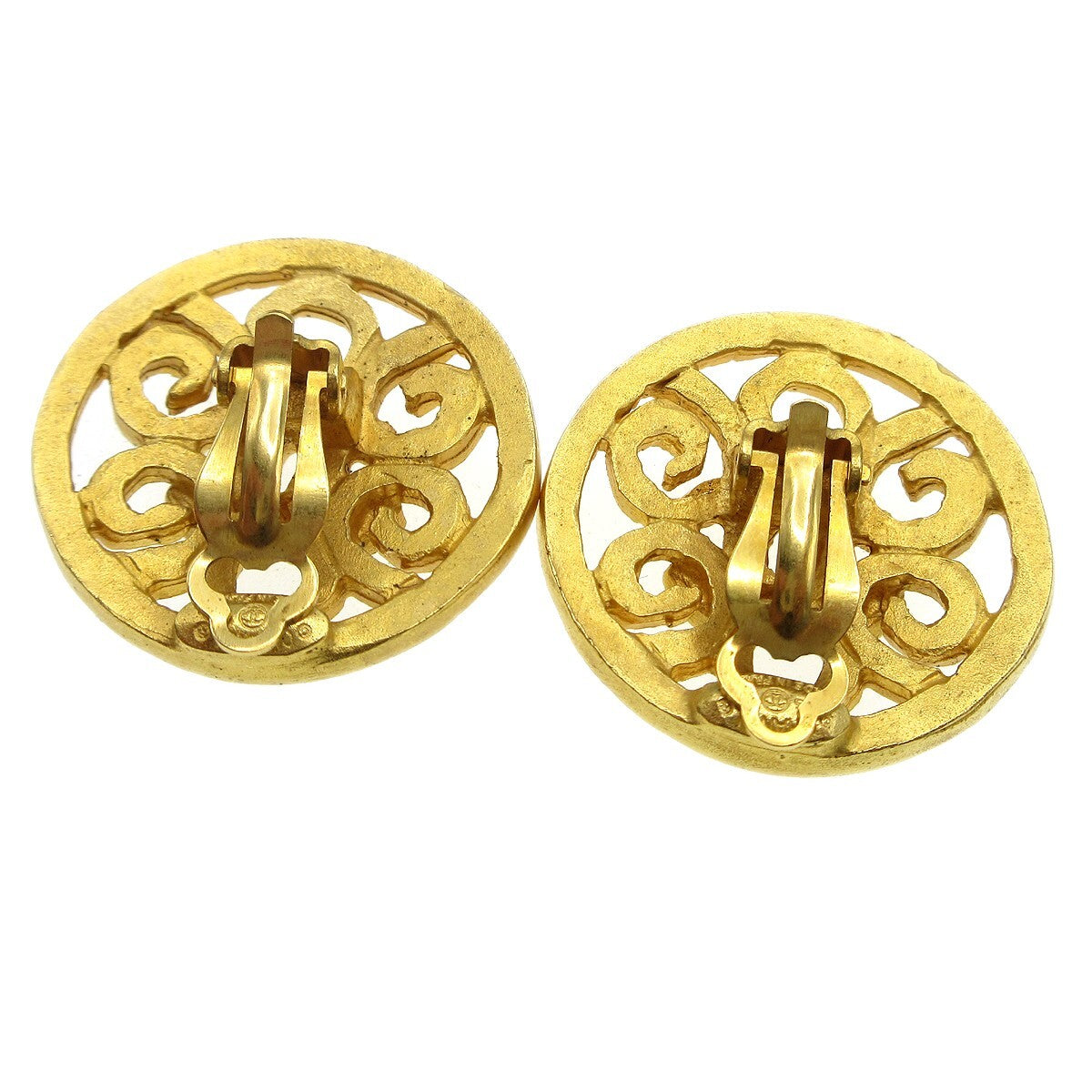 Chanel Cc Round Earrings Metal Gold Gold_Plated Earrings Jewelry