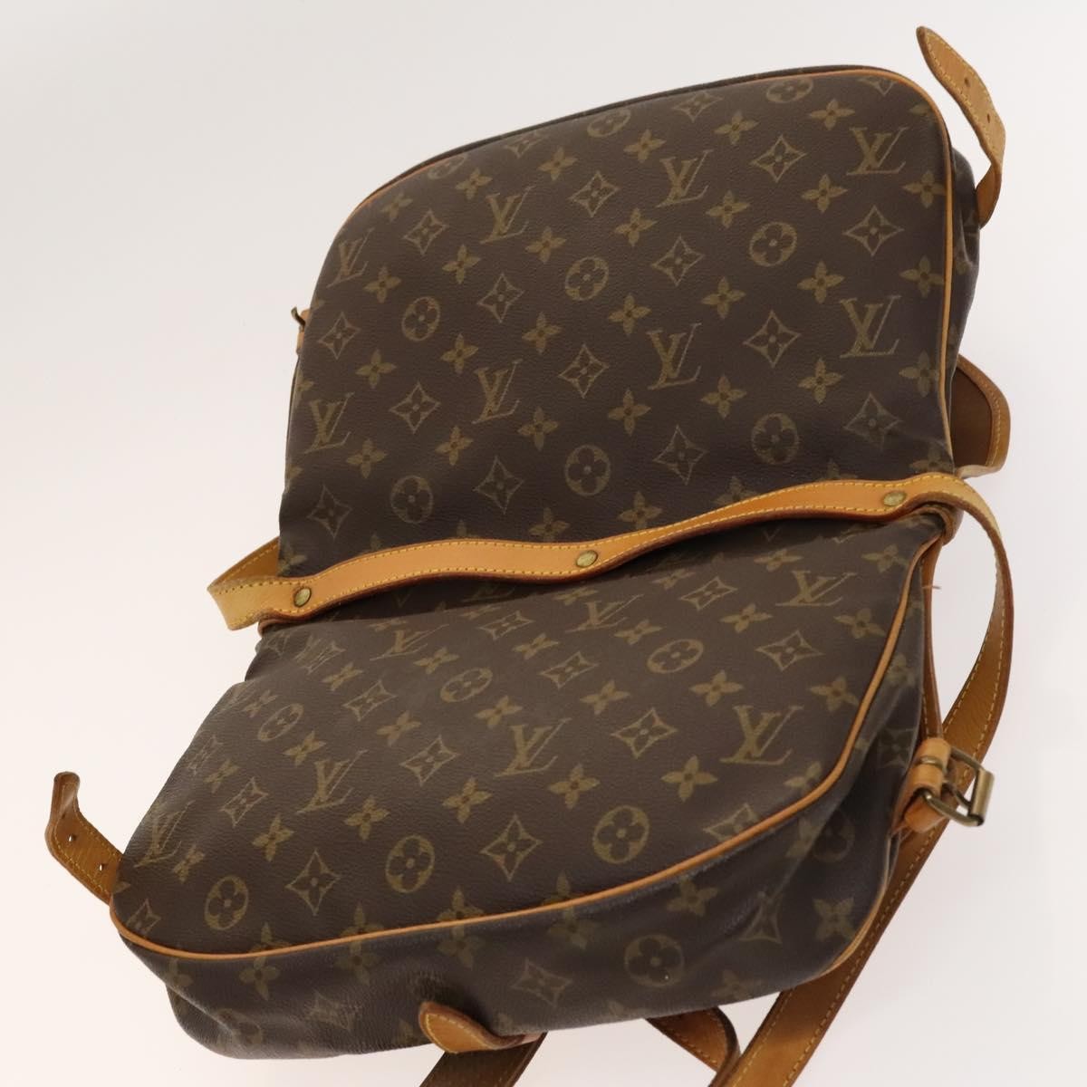 Louis Vuitton Saumur Handbag Monogram Canvas Brown Canvas Shoulder Bag