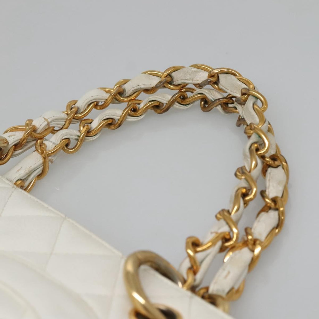 Chanel Vintage Grand Shopping Tote Quilted Caviar White Leather Bag