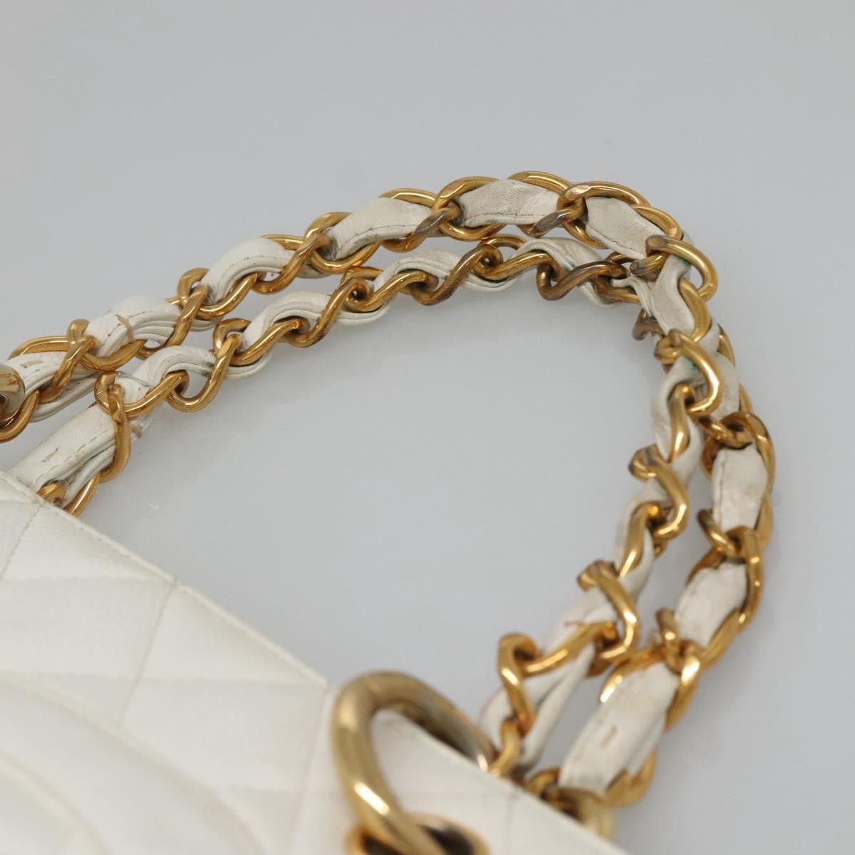 Chanel Vintage Grand Shopping Tote Quilted Caviar White Leather Bag