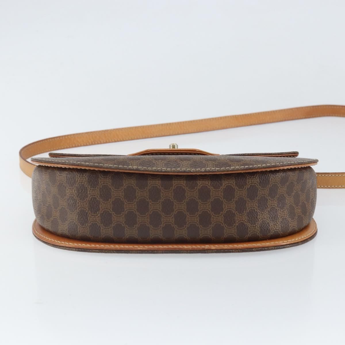 Celine Vintage Macadam Shoulder Bag Canvas And Leather Brown Canvas Shoulder Bag Bag