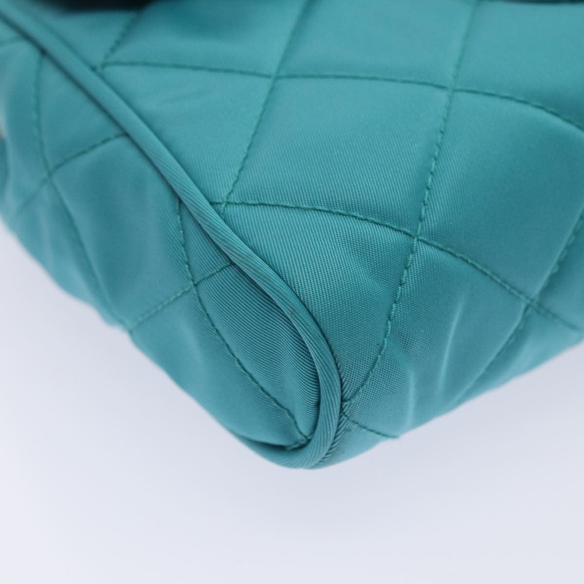 Prada Pushlock Chain Flap Bag Quilted Tessuto Turquoise Nylon Shoulder Bag Bag