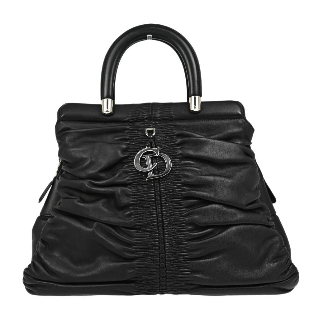 Christian Dior Karenina Tote Lambskin Black Leather Tote Bag Bag (Pre-Owned)