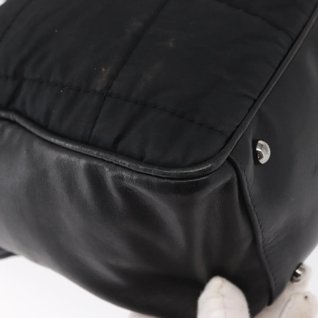 Chanel Square Stitch Boston Bag Quilted Nylon Black Nylon Travel Bag Bag