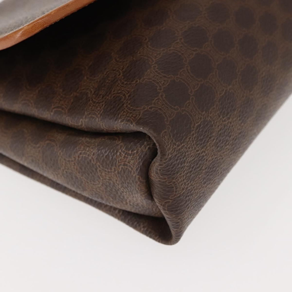 Celine Vintage Macadam Shoulder Bag Canvas Brown Canvas Shoulder Bag Bag