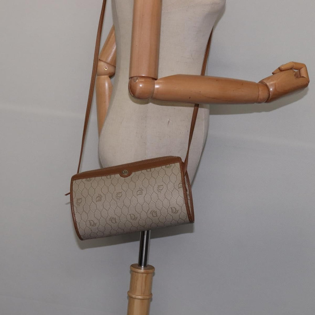 Christian Dior Vintage Honeycomb Shoulder Bag Canvas And Leather Beige Canvas Bag (Pre-Owned)