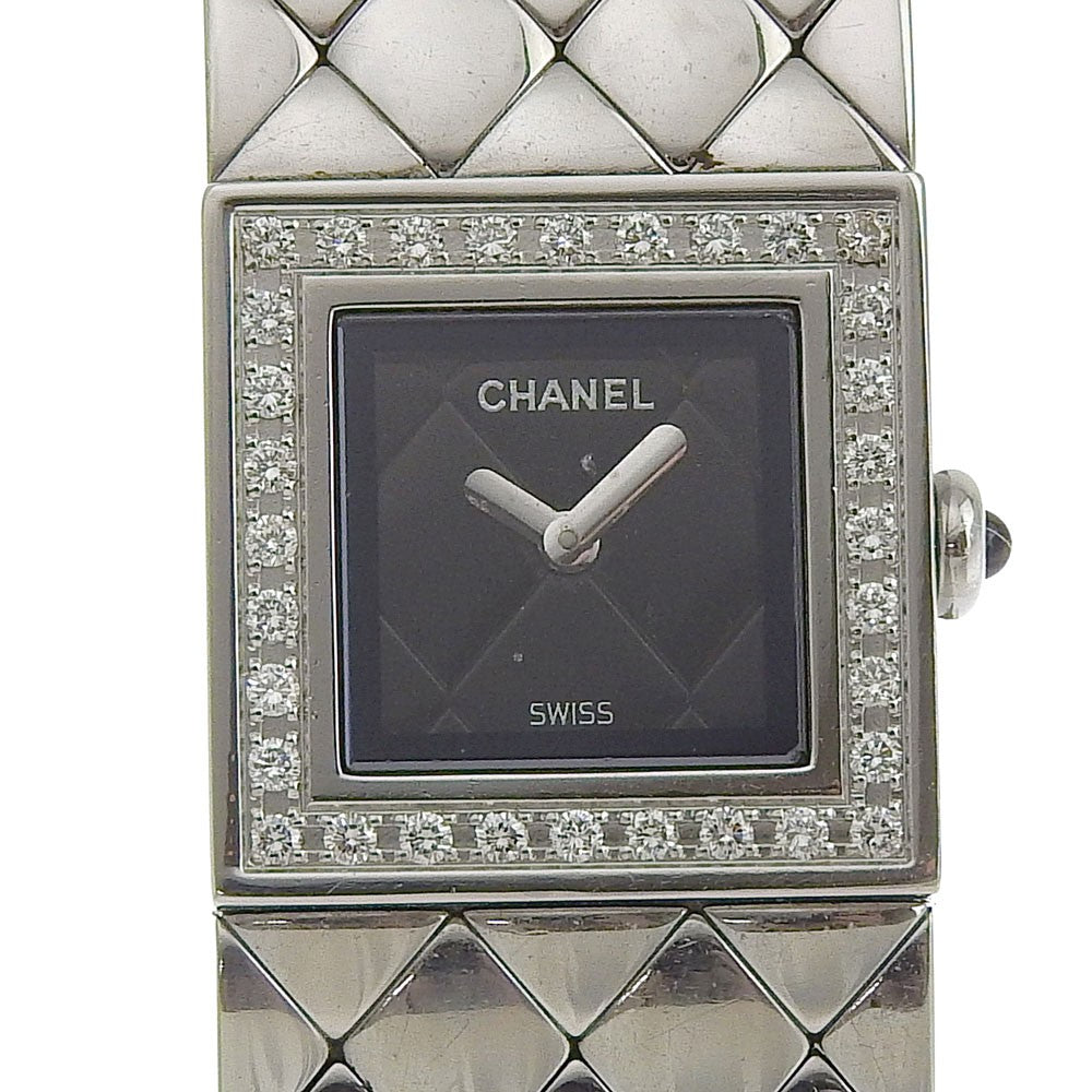 Chanel Matelasse Quartz Watch Stainless Steel With Diamond Bezel Watch