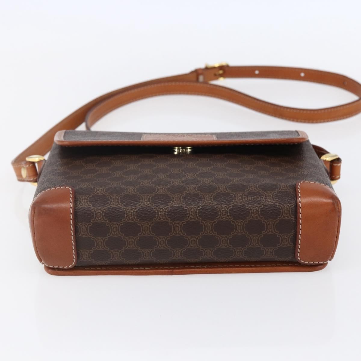 Celine Vintage Macadam Shoulder Bag Canvas And Leather Brown Canvas Shoulder Bag Bag