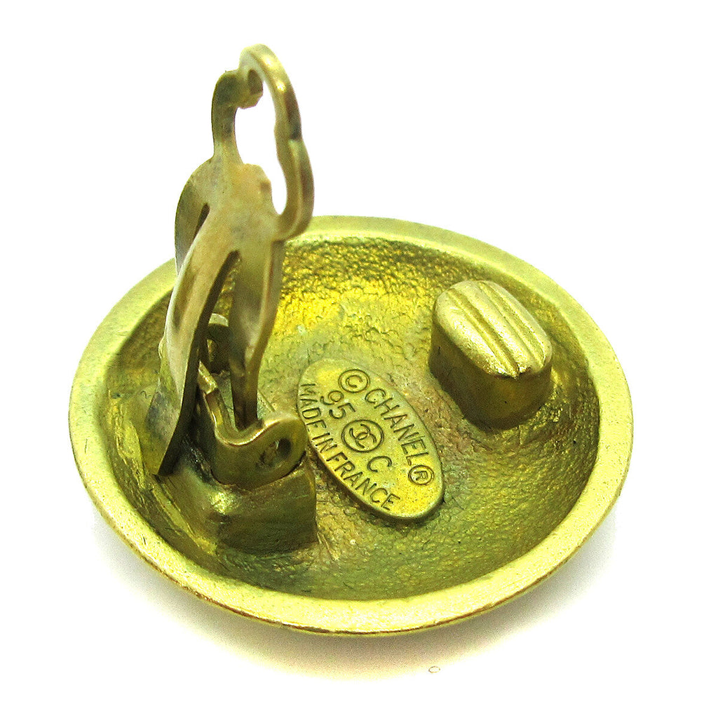 Chanel Cc Button Clip-On Earrings Metal Gold Metal Earrings Jewelry