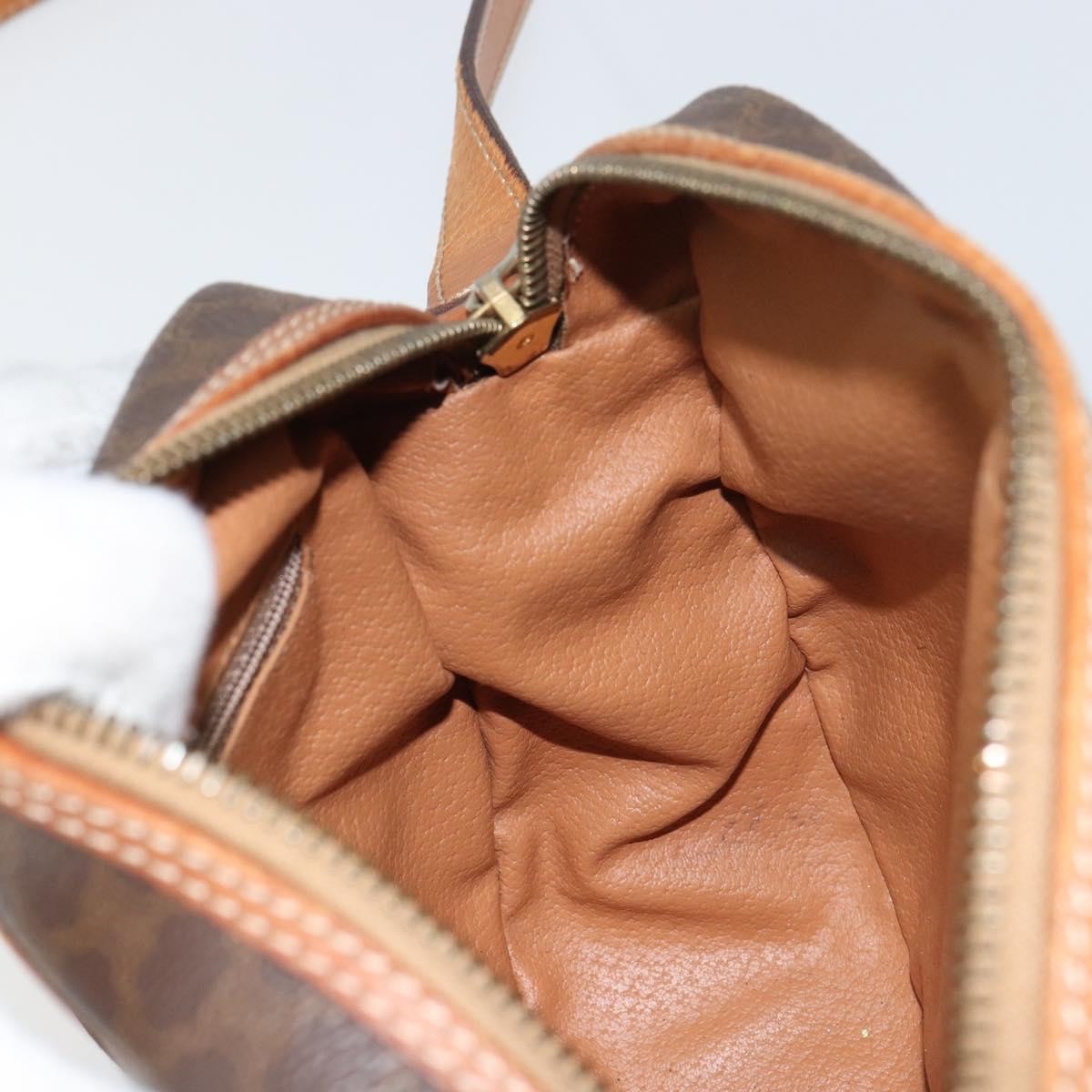 Celine Vintage Macadam Shoulder Bag Canvas And Leather Brown Canvas Shoulder Bag Bag
