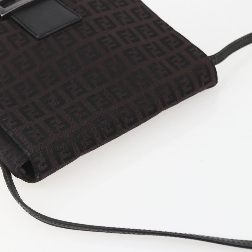 Fendi Vintage Flap Crossbody Bag Zucchino Canvas Brown Canvas Shoulder Bag Bag