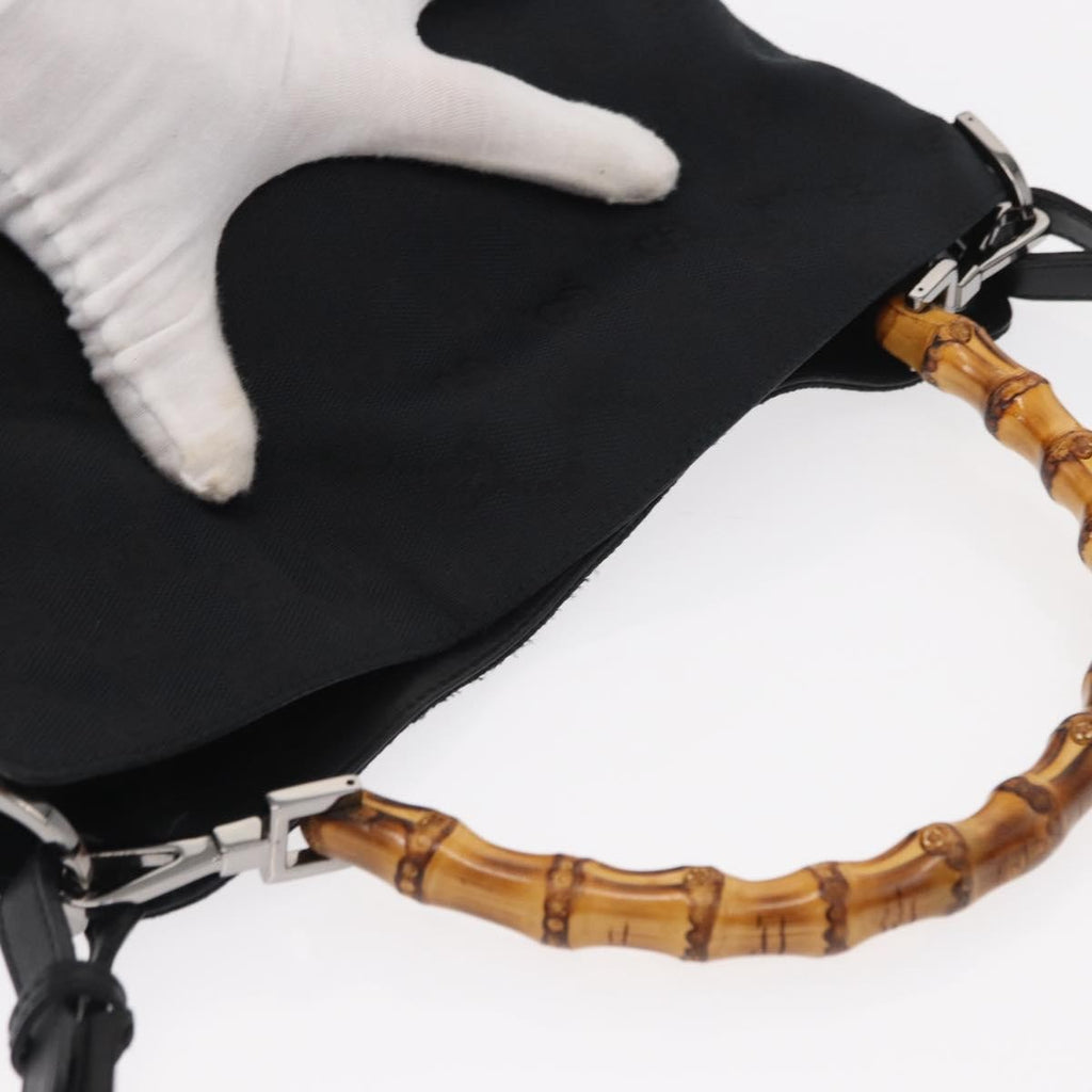 Gucci Diana Bamboo Shoulder Bag Gg Canvas Black Canvas Shoulder Bag Bag (Pre-Owned)