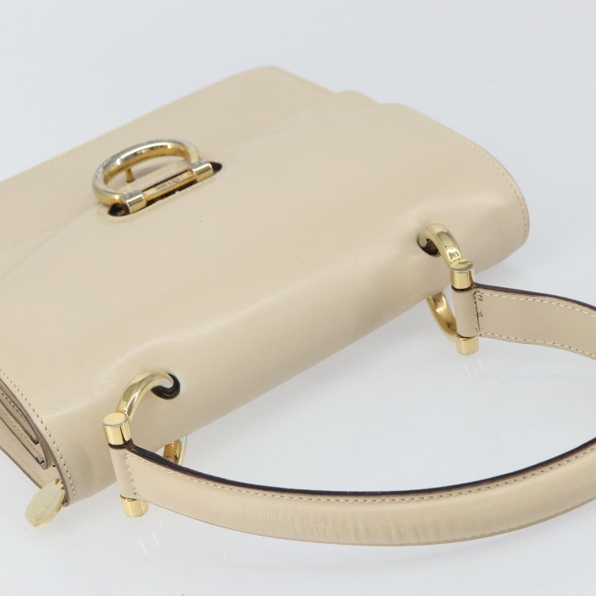 Celine Vintage Top Handle Bag Glazed Leather Ecru Leather Handbag