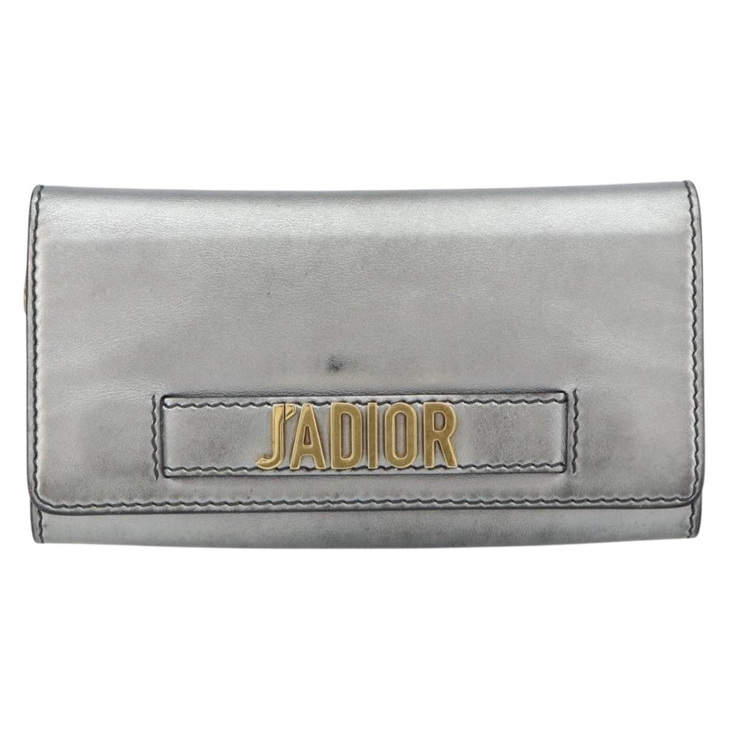 Christian Dior J'adior Croisiere Chain Wallet Leather Silver Leather Clutche & Pouche Bag (Pre-Owned)