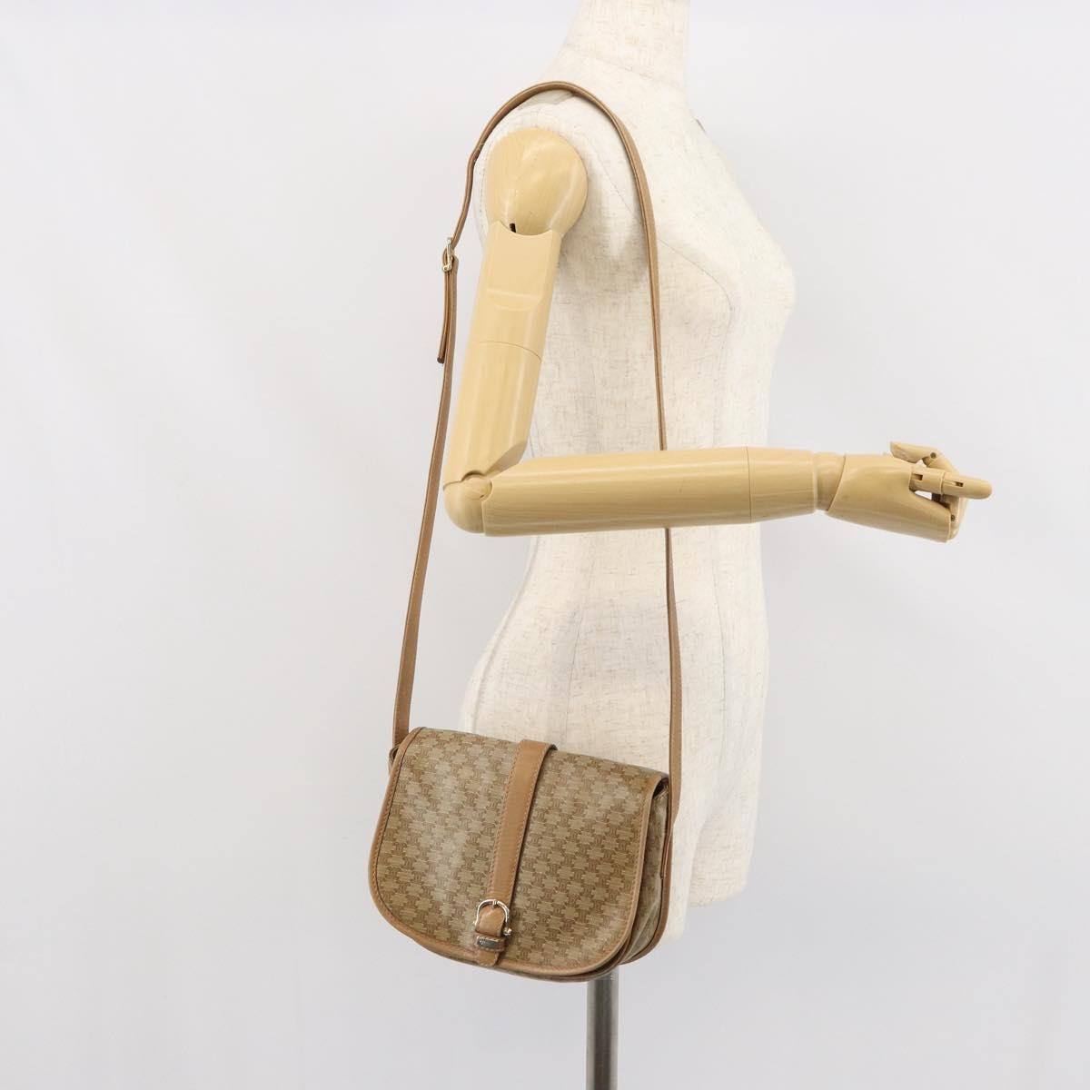 Celine Vintage Macadam Shoulder Bag Canvas Beige Canvas Shoulder Bag Bag