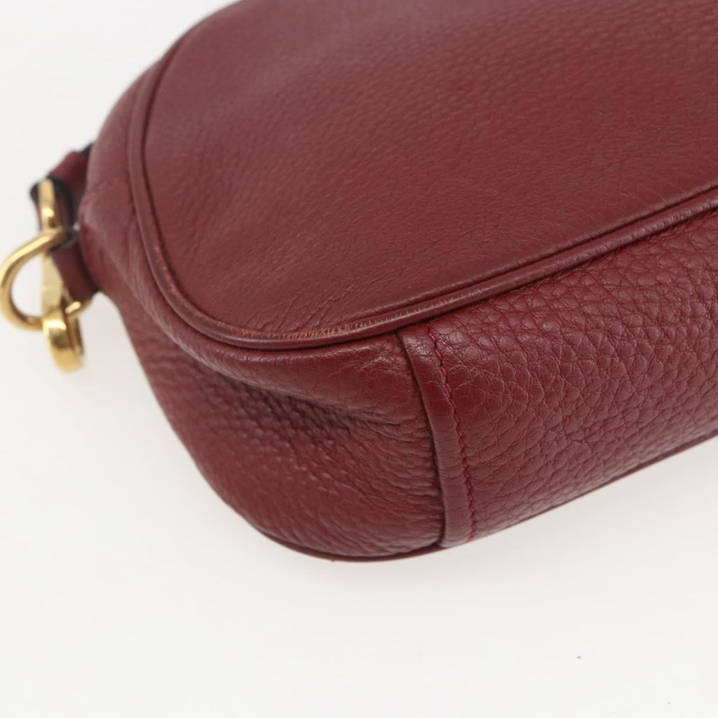 Prada Dual Strap Crossbody Bag Vitello Daino Burgundy Leather Shoulder Bag Bag