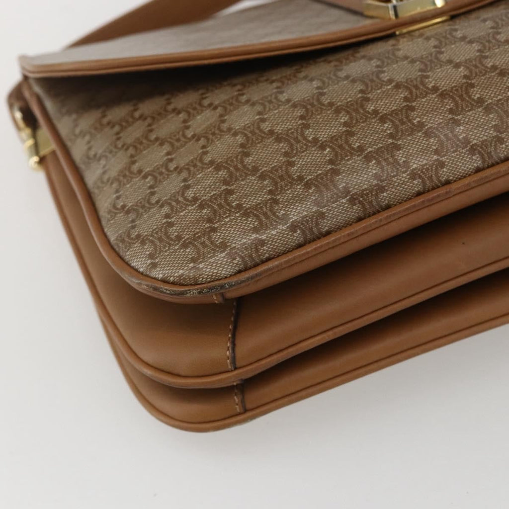 Celine Vintage Macadam Shoulder Bag Canvas And Leather Beige Canvas Shoulder Bag Bag