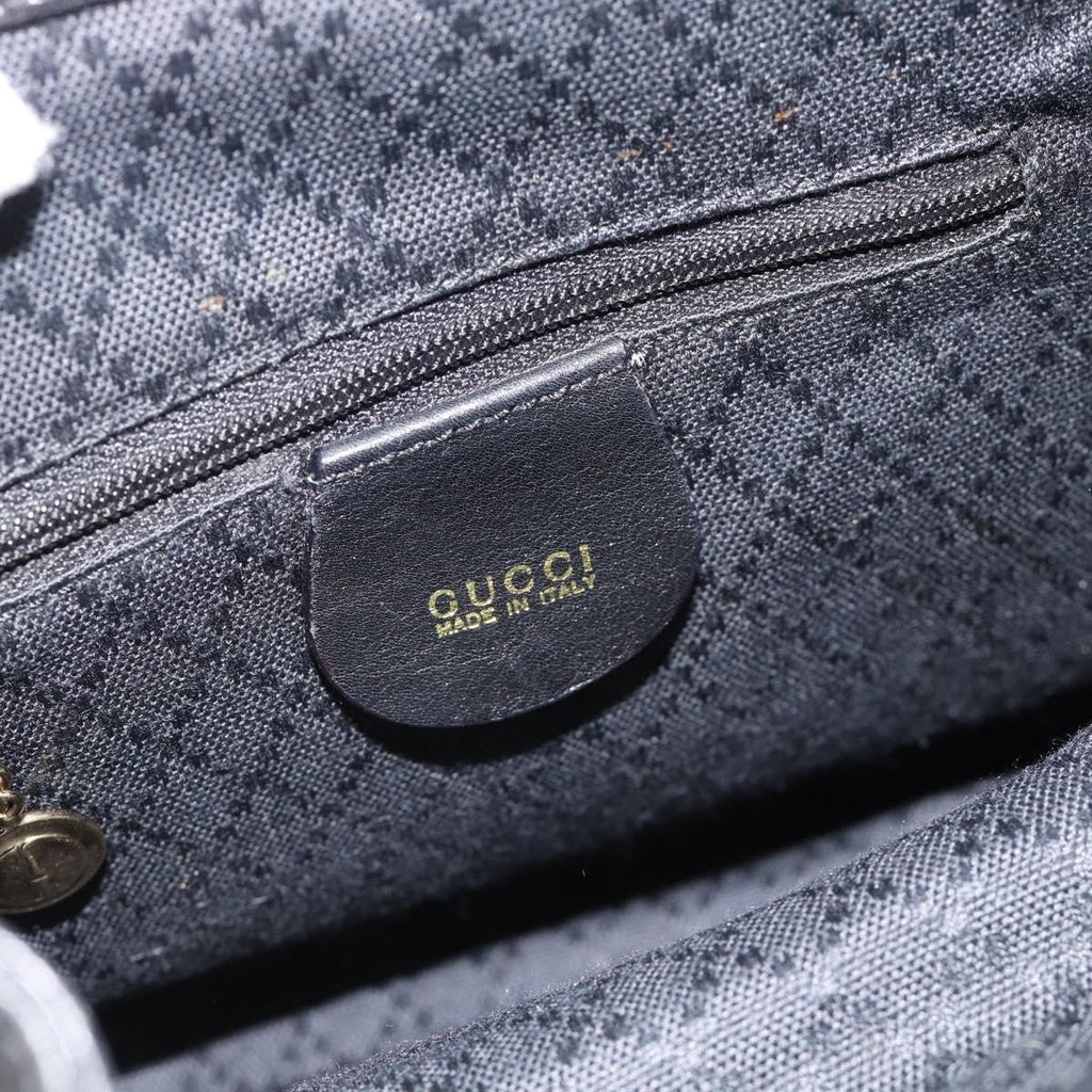 Gucci Vintage Bamboo Backpack Leather Black Leather Backpack Bag (Pre-Owned)