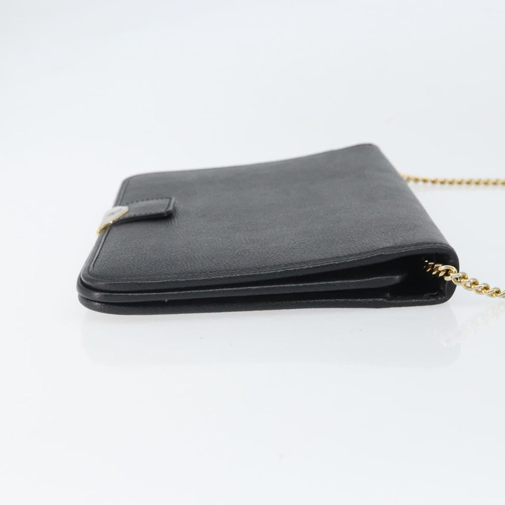 Christian Dior Vintage Chain Flap Shoulder Bag Leather Black Leather Shoulder Bag Bag (Pre-Owned)