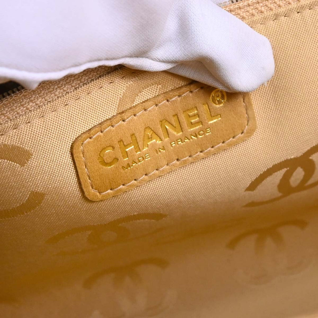 Chanel Vintage Chocolate Bar Open Tote Quilted Caviar Beige Leather Tote Bag Bag