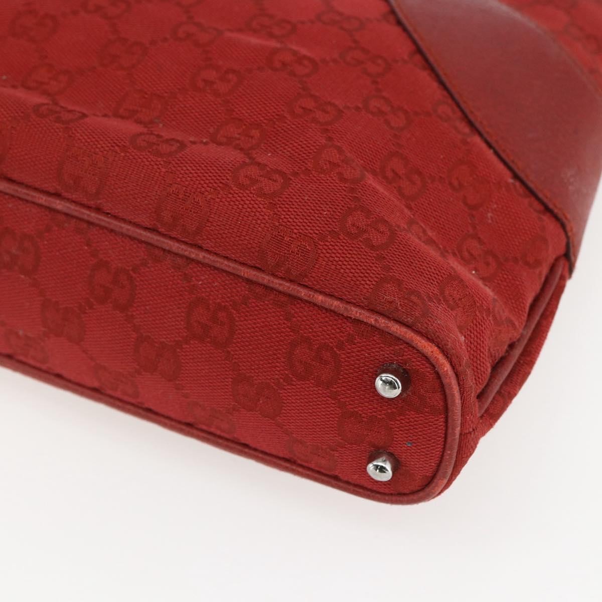Gucci Vintage Ring Tote Gg Canvas With Leather Red Canvas Handbag (Pre-Owned)