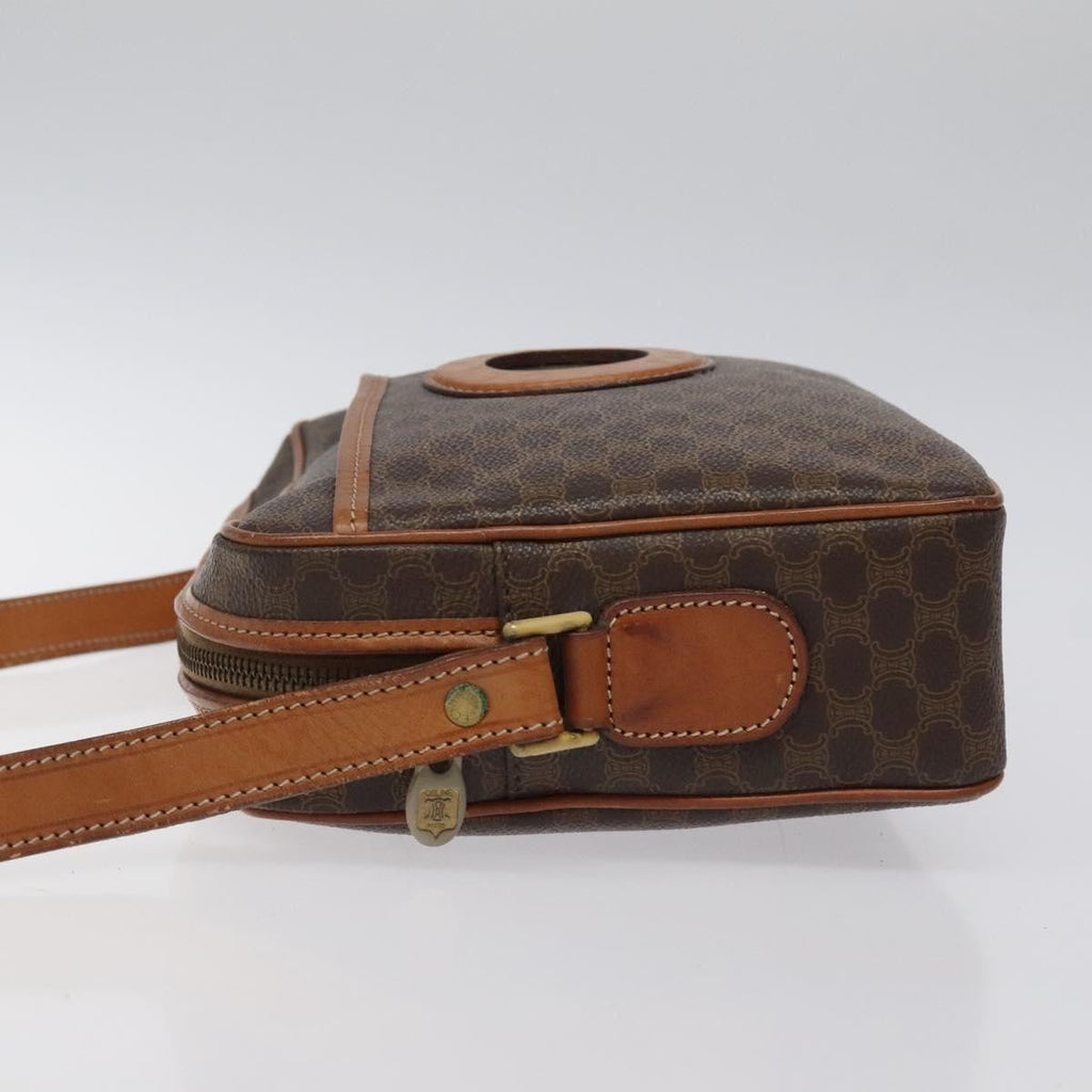 Celine Vintage Macadam Shoulder Bag Canvas And Leather Brown Canvas Shoulder Bag Bag