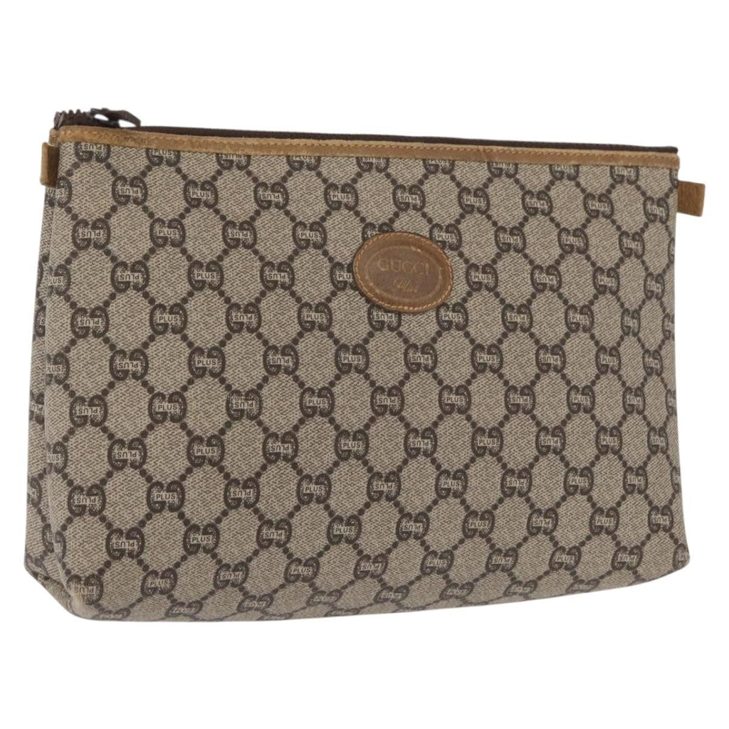 Gucci Gg Plus Supreme Pouch Canvas Beige Canvas Clutche & Pouche Bag (Pre-Owned)