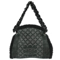 Chanel Vintage Embroidered Cc Chain Tote Quilted Suede And Shearling Black Suede Tote Bag Bag