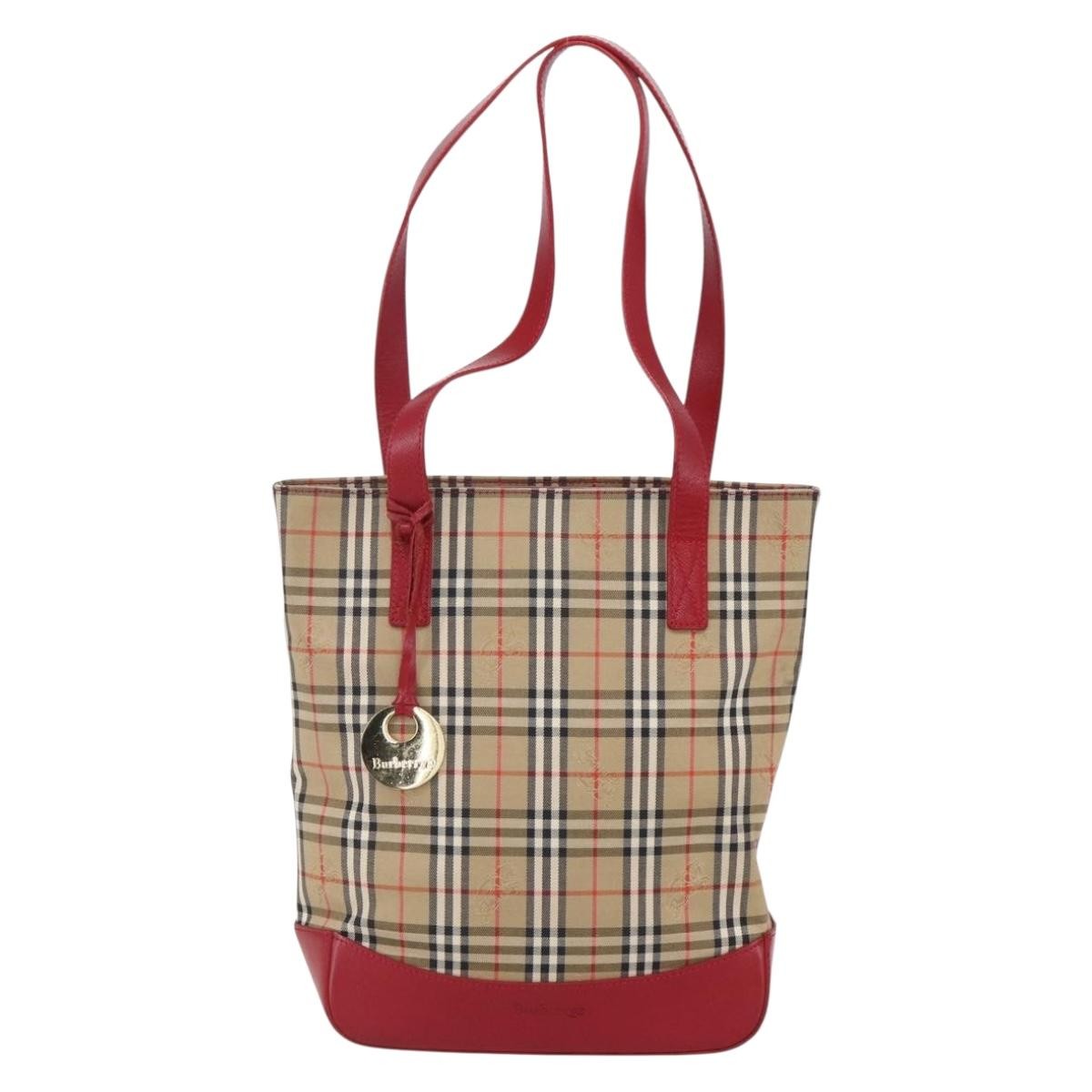 Burberry Nova Check Tote Canvas Check Pattern Beige Canvas Tote Bag