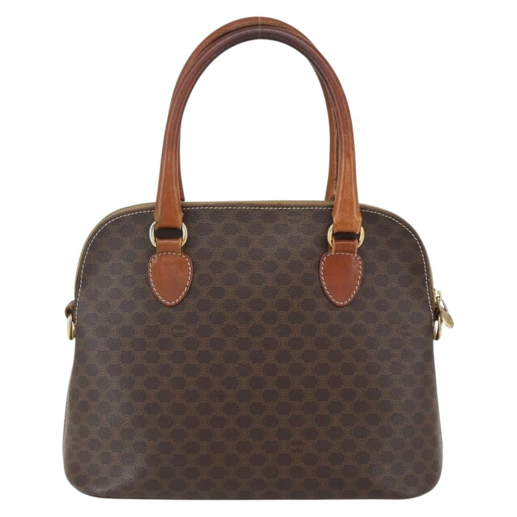 Celine Vintage Macadam Handbag Canvas And Leather Brown Canvas Handbag