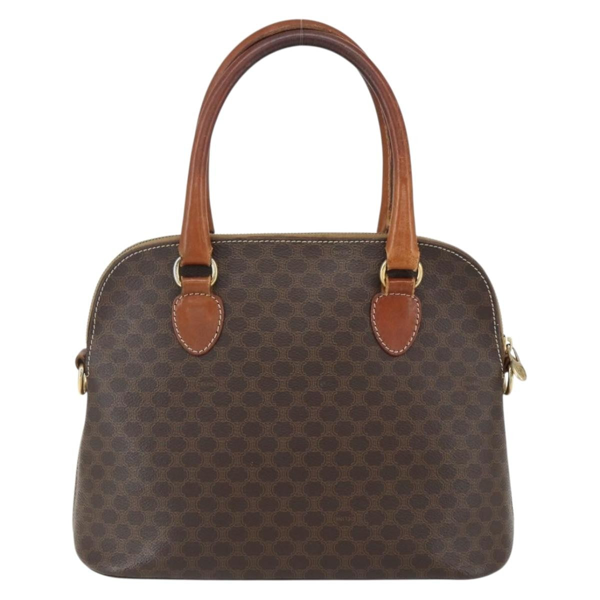 Celine Vintage Macadam Handbag Canvas And Leather Brown Canvas Handbag