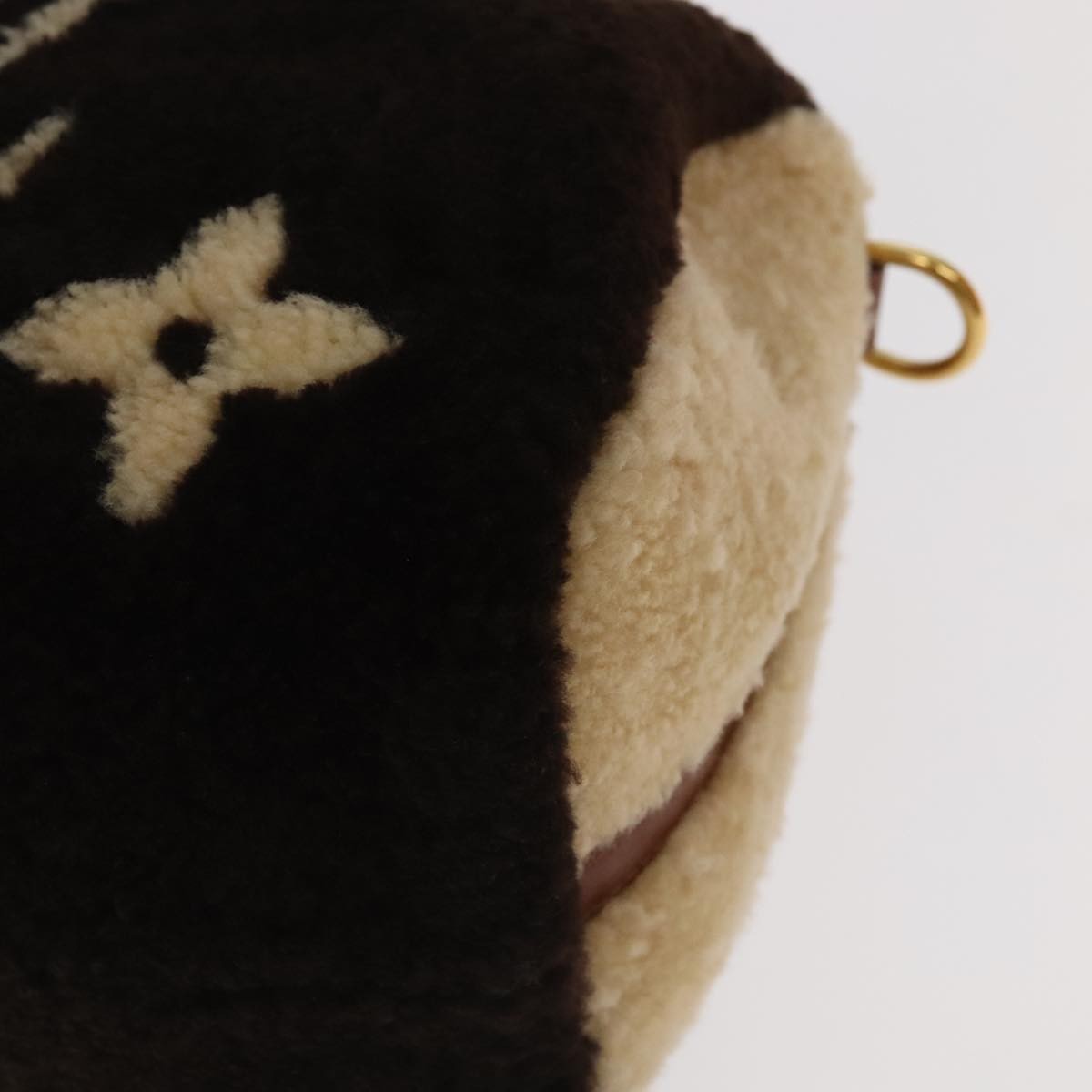 Louis Vuitton Speedy Bandouliere Bag Monogram Giant Teddy Fleece Brown Fur Shoulder Bag
