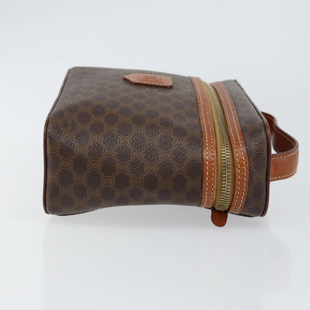 Celine Macadam Vanity Bag Canvas Brown Canvas Handbag