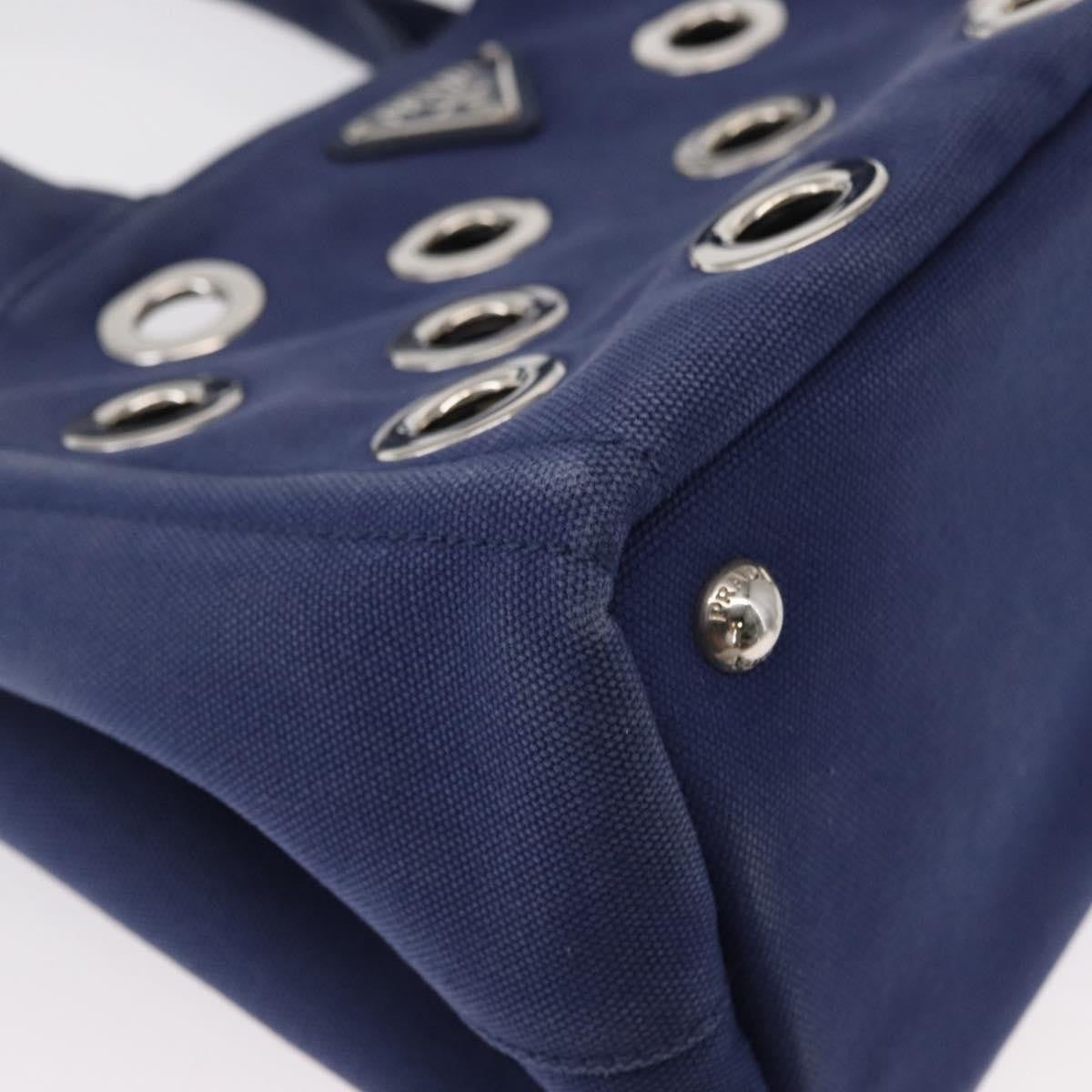 Prada Canapa Convertible Tote Grommet Embellished Canvas Blue Canvas Tote Bag Bag