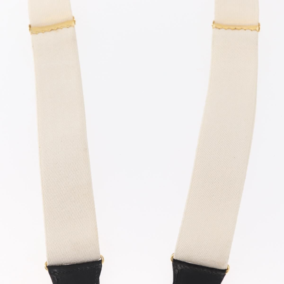 Chanel Logo Suspenders Canvas White Canvas Belts Accessory