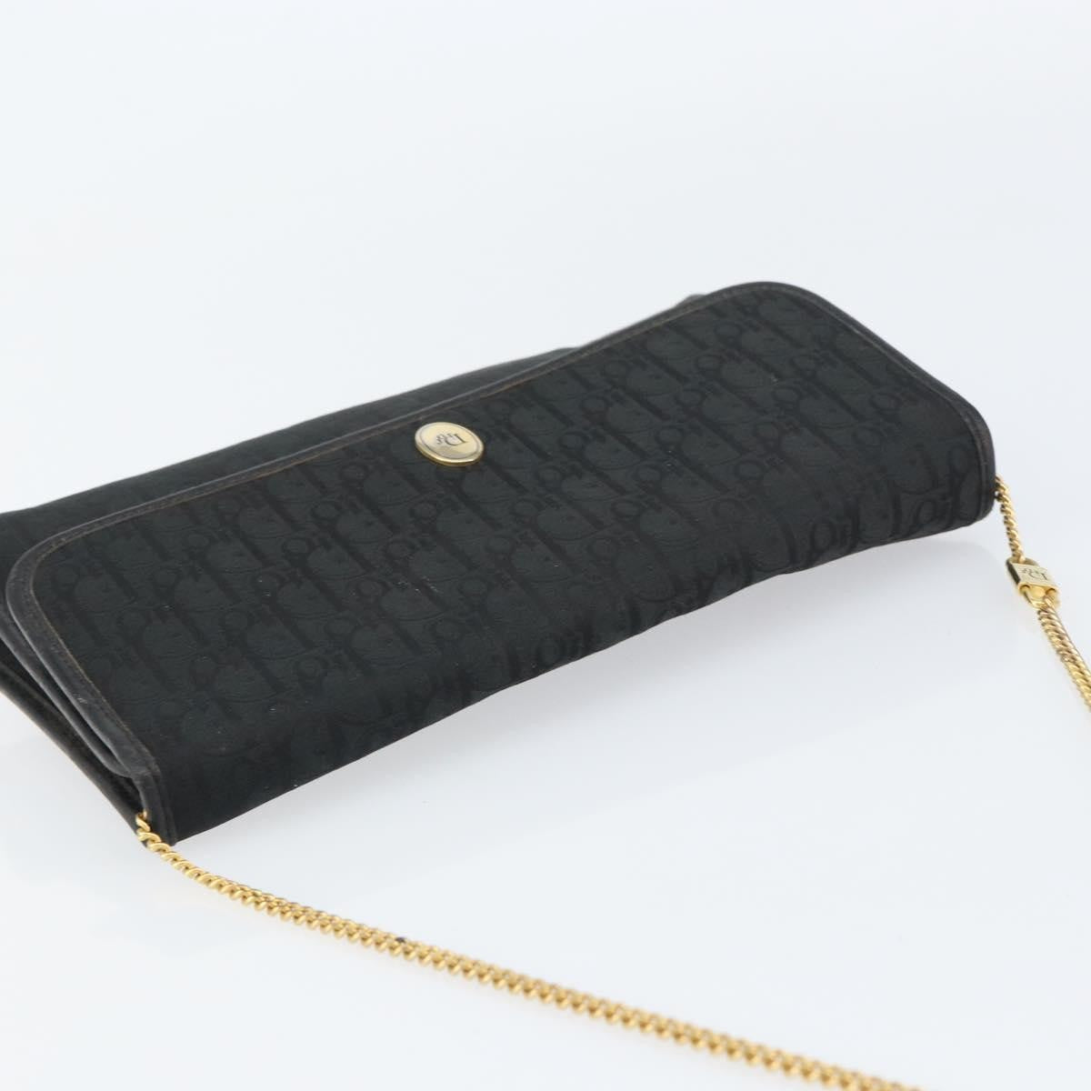 Christian Dior Vintage Chain Flap Shoulder Bag Diorissimo Canvas Black Canvas Shoulder Bag Bag (Pre-Owned)