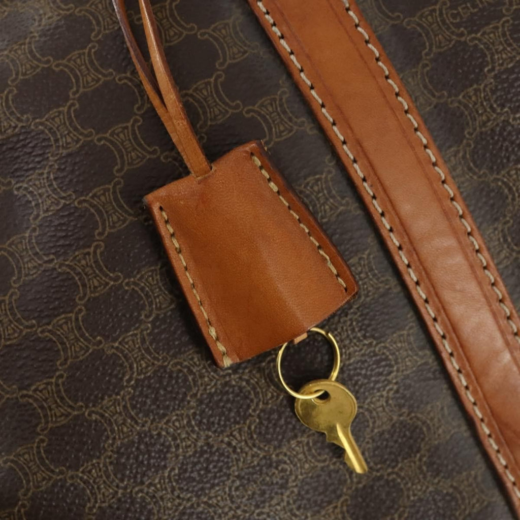 Celine Vintage Duffle Bag Canvas And Leather Brown Canvas Travel Bag Bag