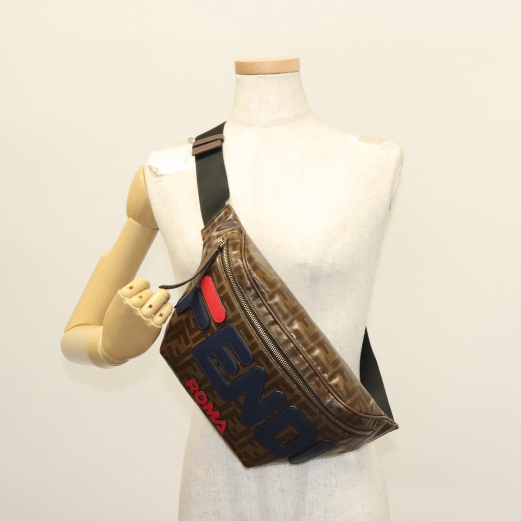 Fendi Mania Logo Waist Bag Zucca Coated Canvas Brown Canvas Clutche & Pouche Bag