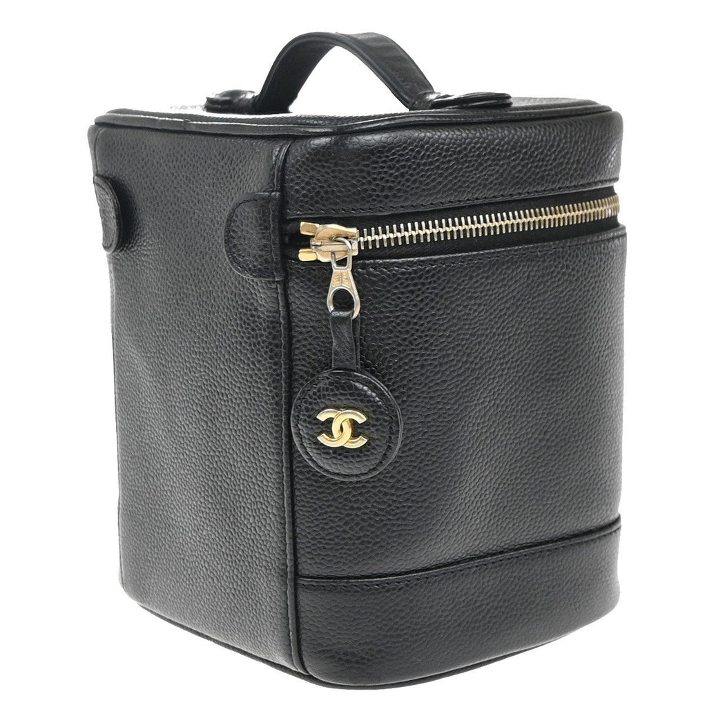Chanel Vintage Timeless Cosmetic Case Caviar Black Leather Handbag