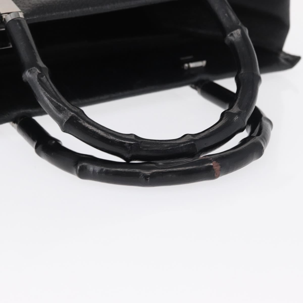 Gucci Vintage Bamboo Handle Bag Leather Black Leather Handbag (Pre-Owned)